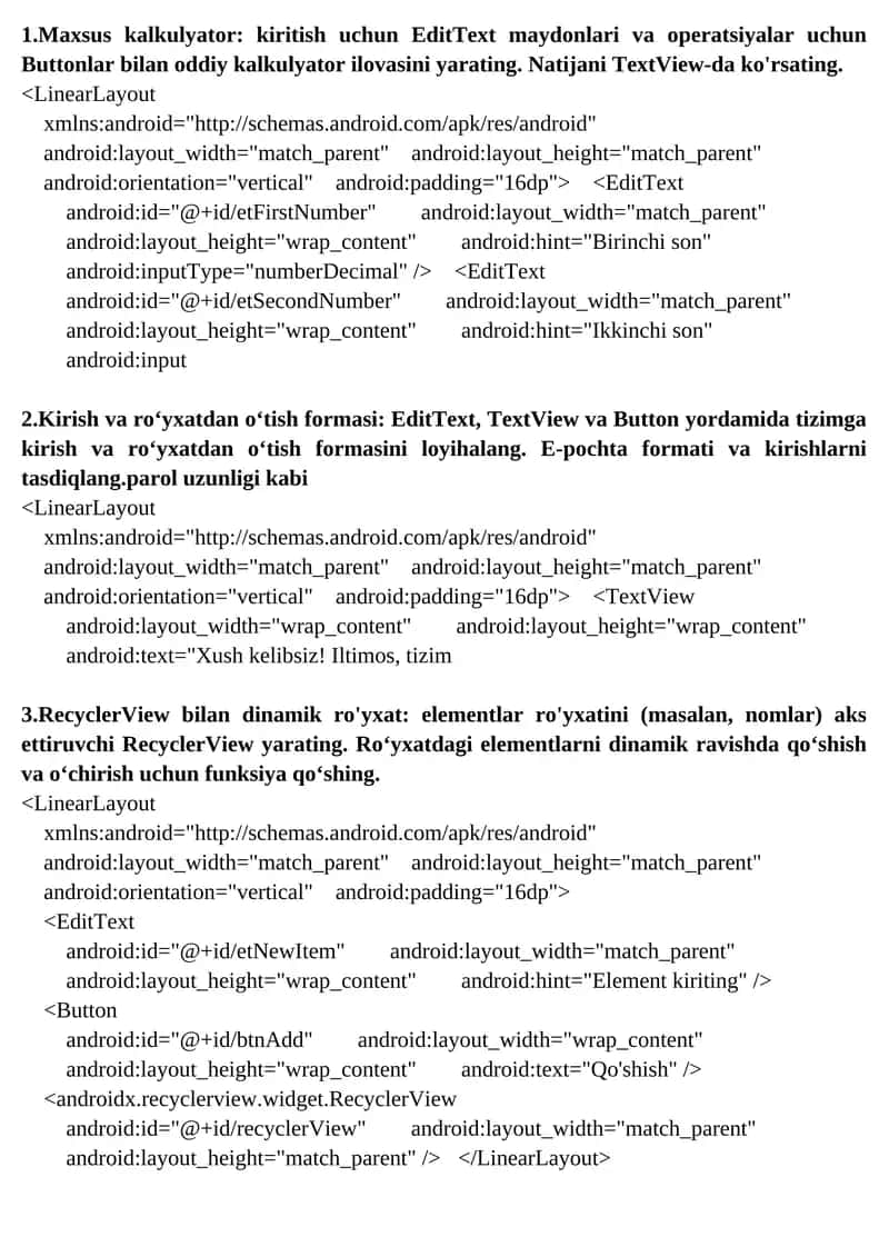 RecyclerView bilan dinamik ro'yxat 1