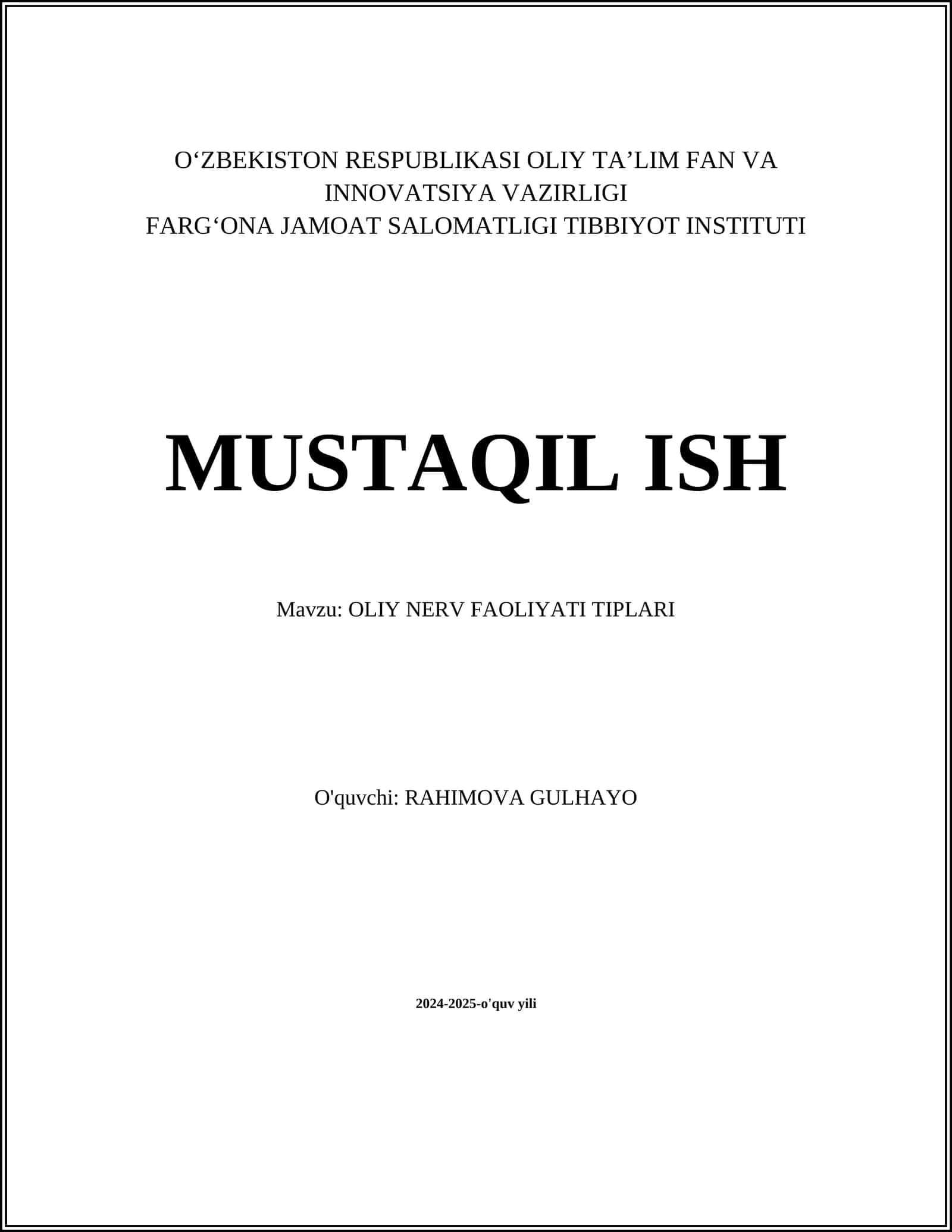 OLIY NERV FAOLIYATI TIPLARI 1