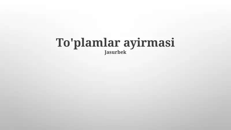 Ta'rif va Misollar 1