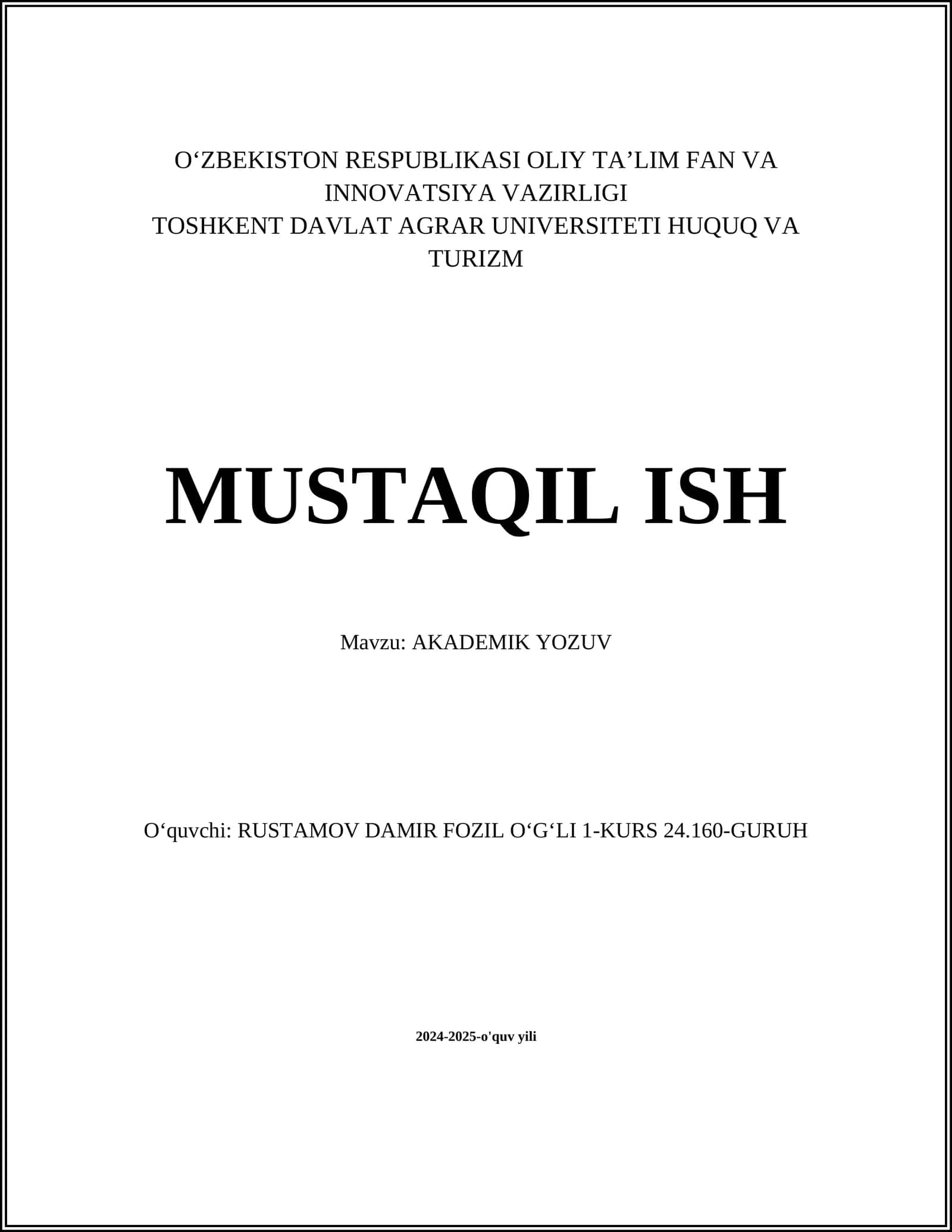 AKADEMIK YOZUV 1