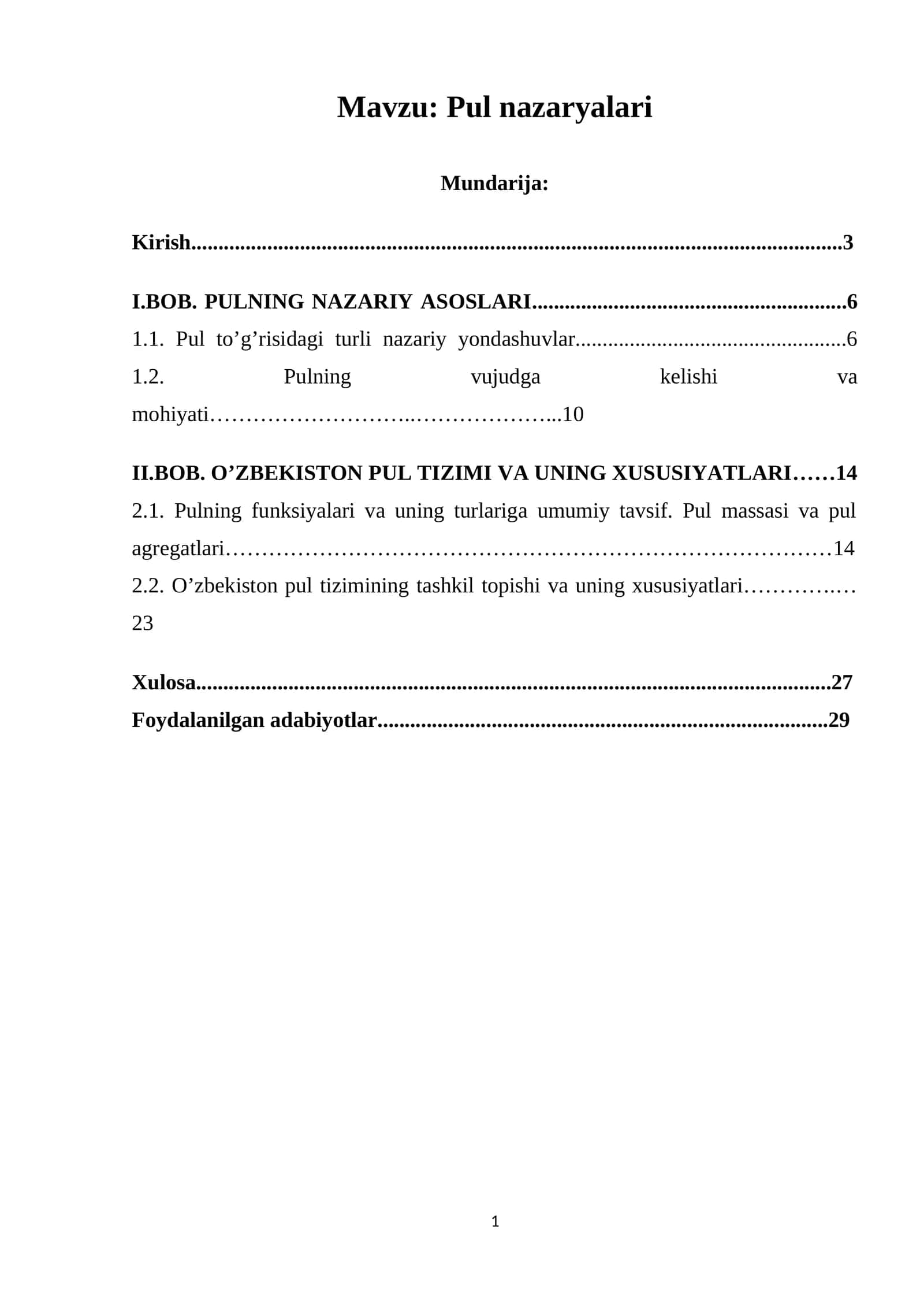 Pul nazaryalari 1