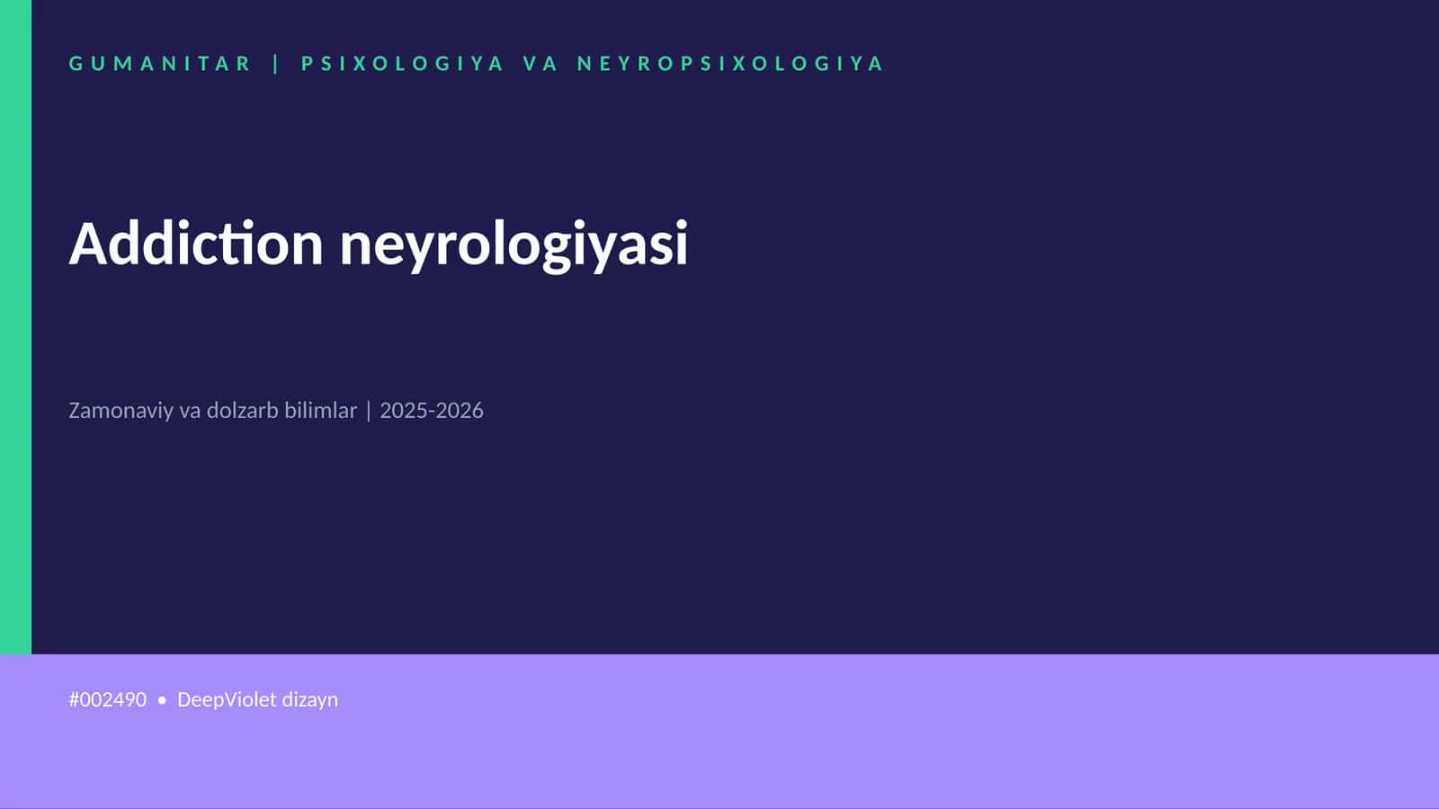 Addiction neyrologiyasi 1