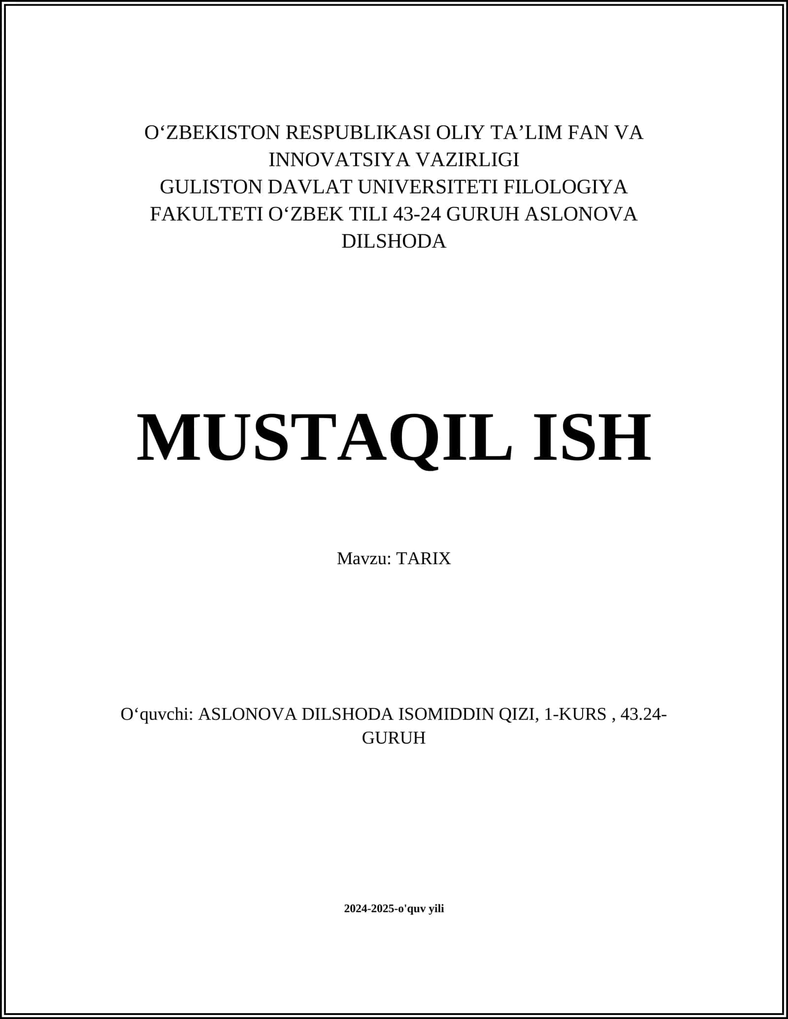 O'rta Asrlar Tarixi 1