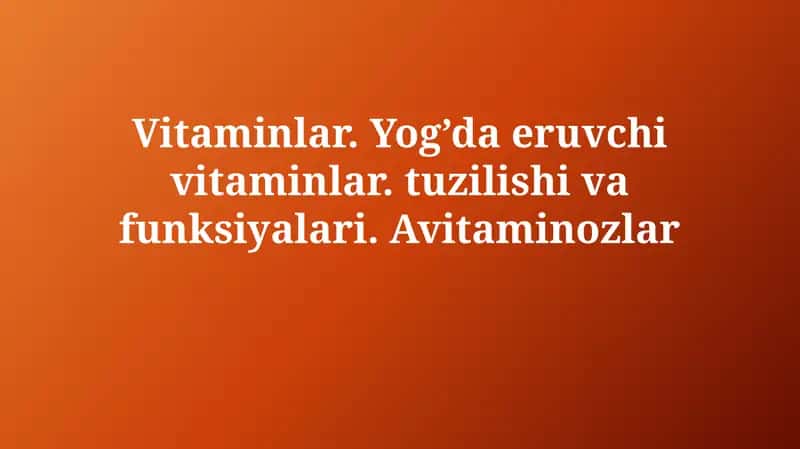 Vitaminlar 1