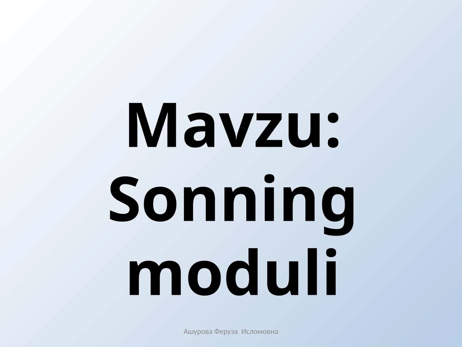 Sonning moduli 1