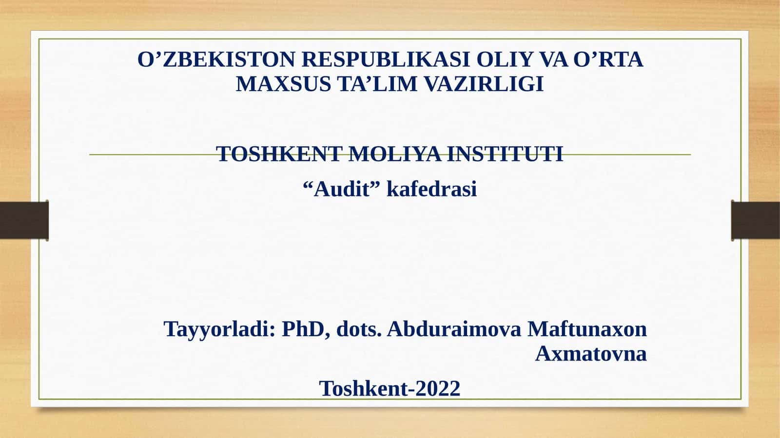 Moliyaviy hisobot auditining maqsadi 1