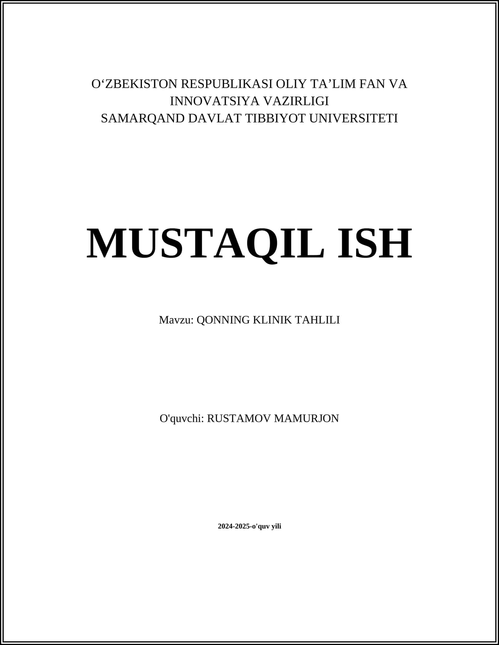 QONNING KLINIK TAHLILI 1