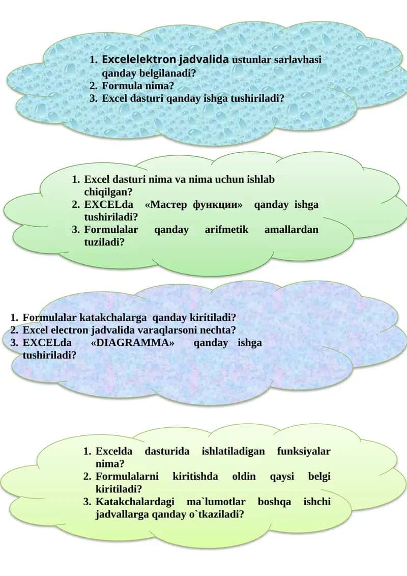 Excel dasturi 1