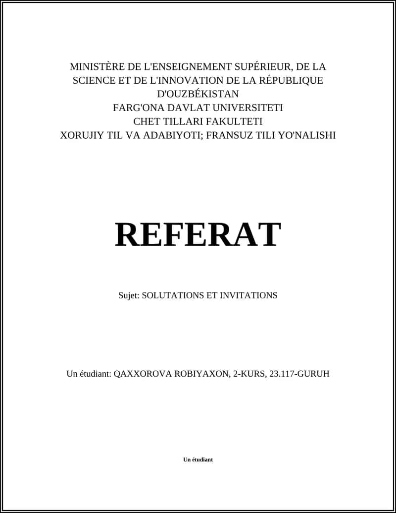 Solutations et invitations 1