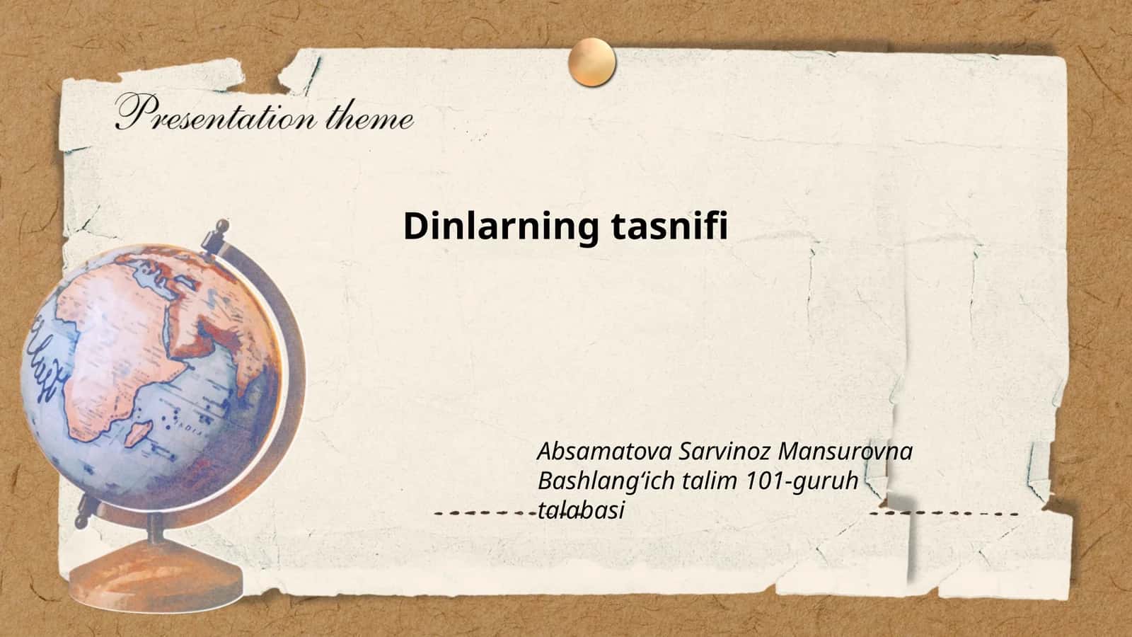 Dinlarning tasnifi 1