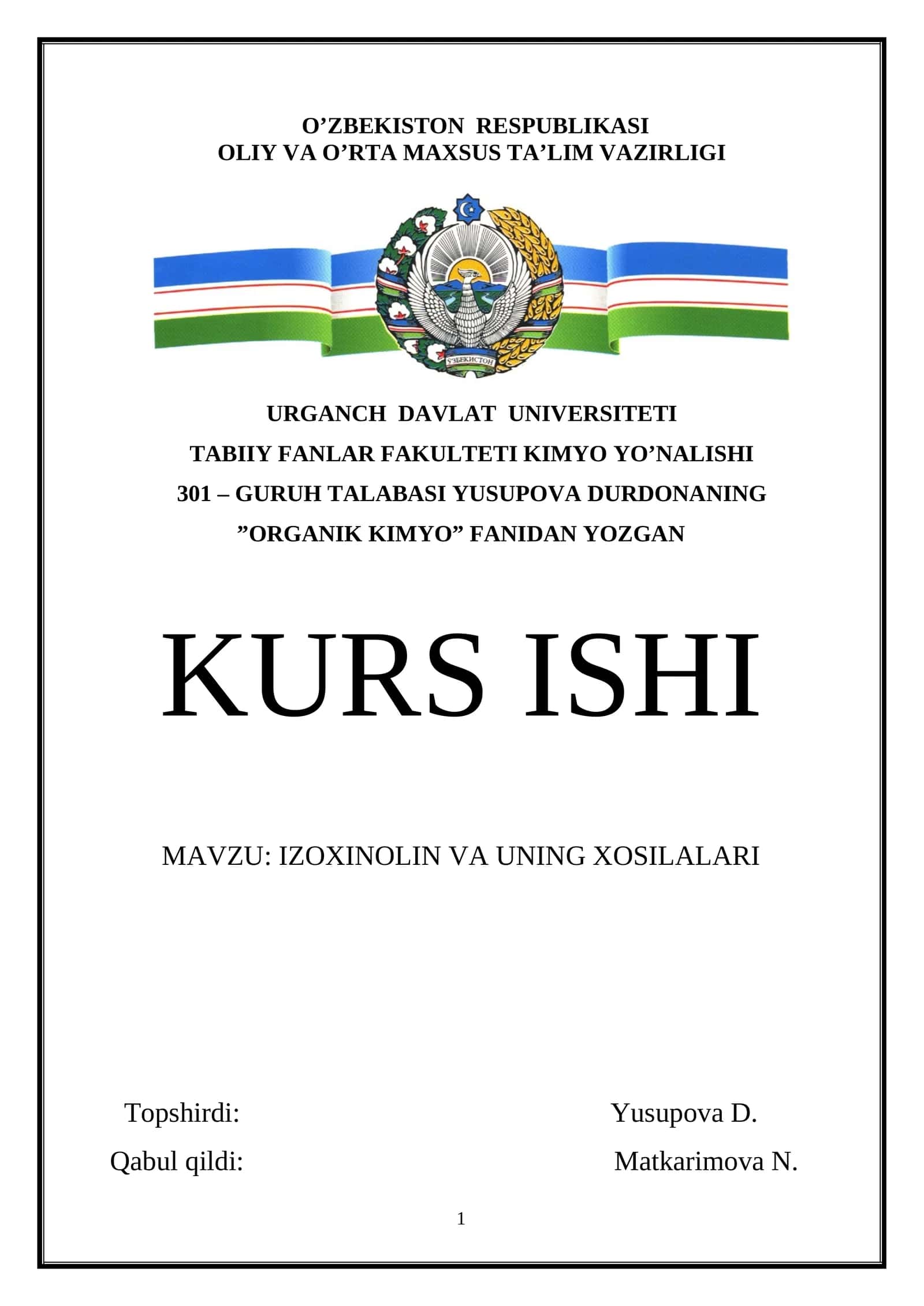 IZOXINOLIN VA UNING XOSILALARI 1