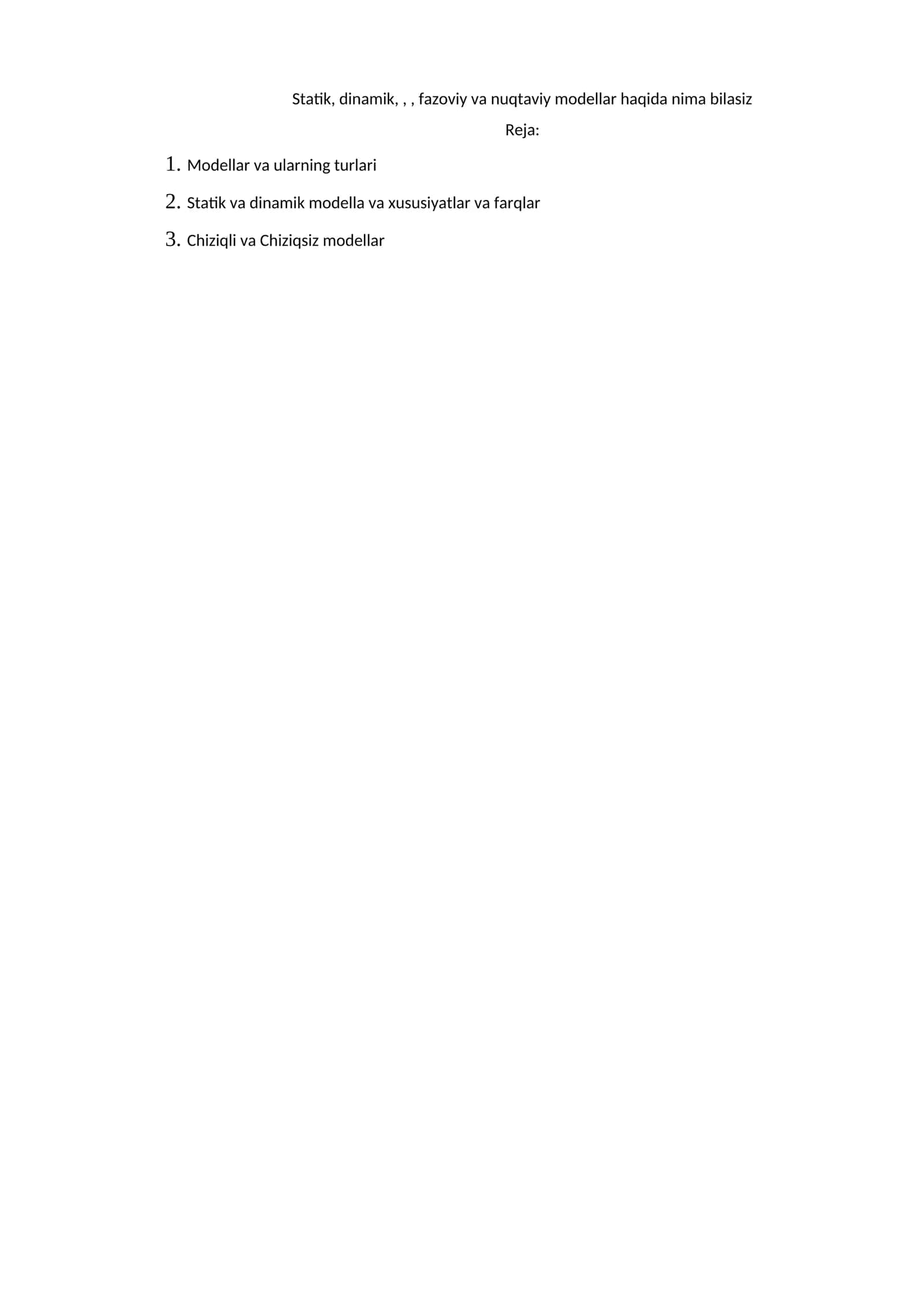 Statik Modellar 1