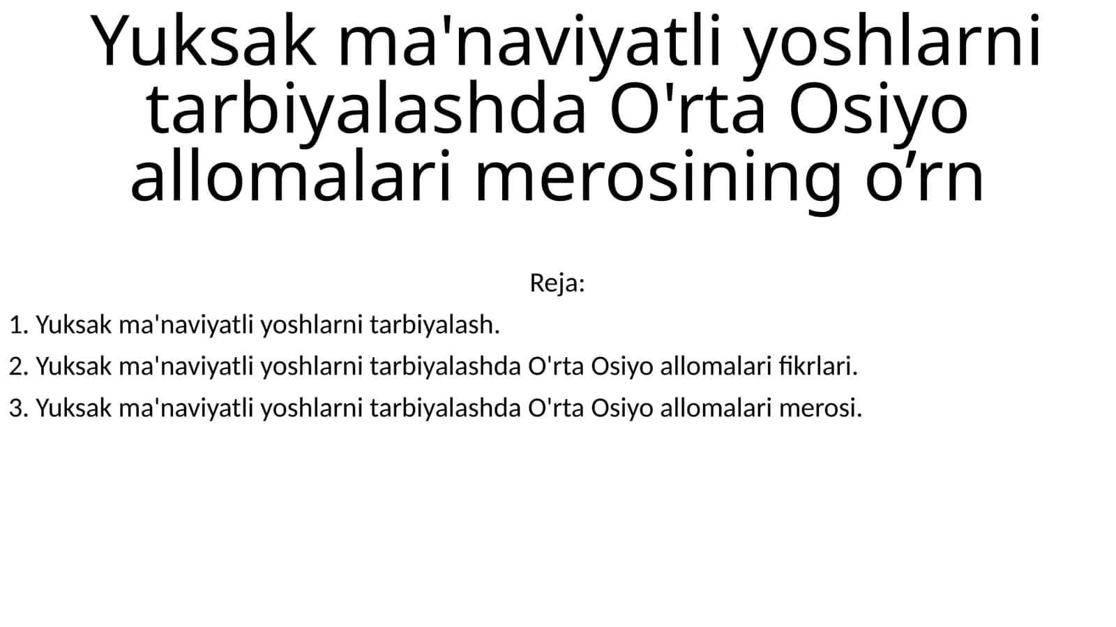 O'rta Osiyo allomalari merosi 1