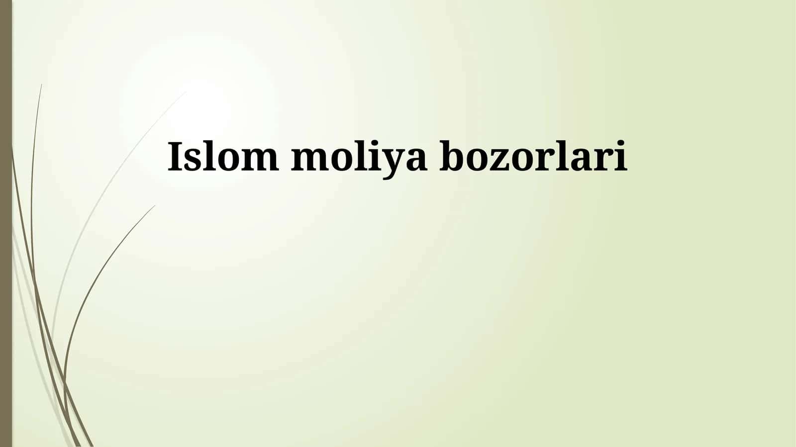 Islom moliya bozorlari 1