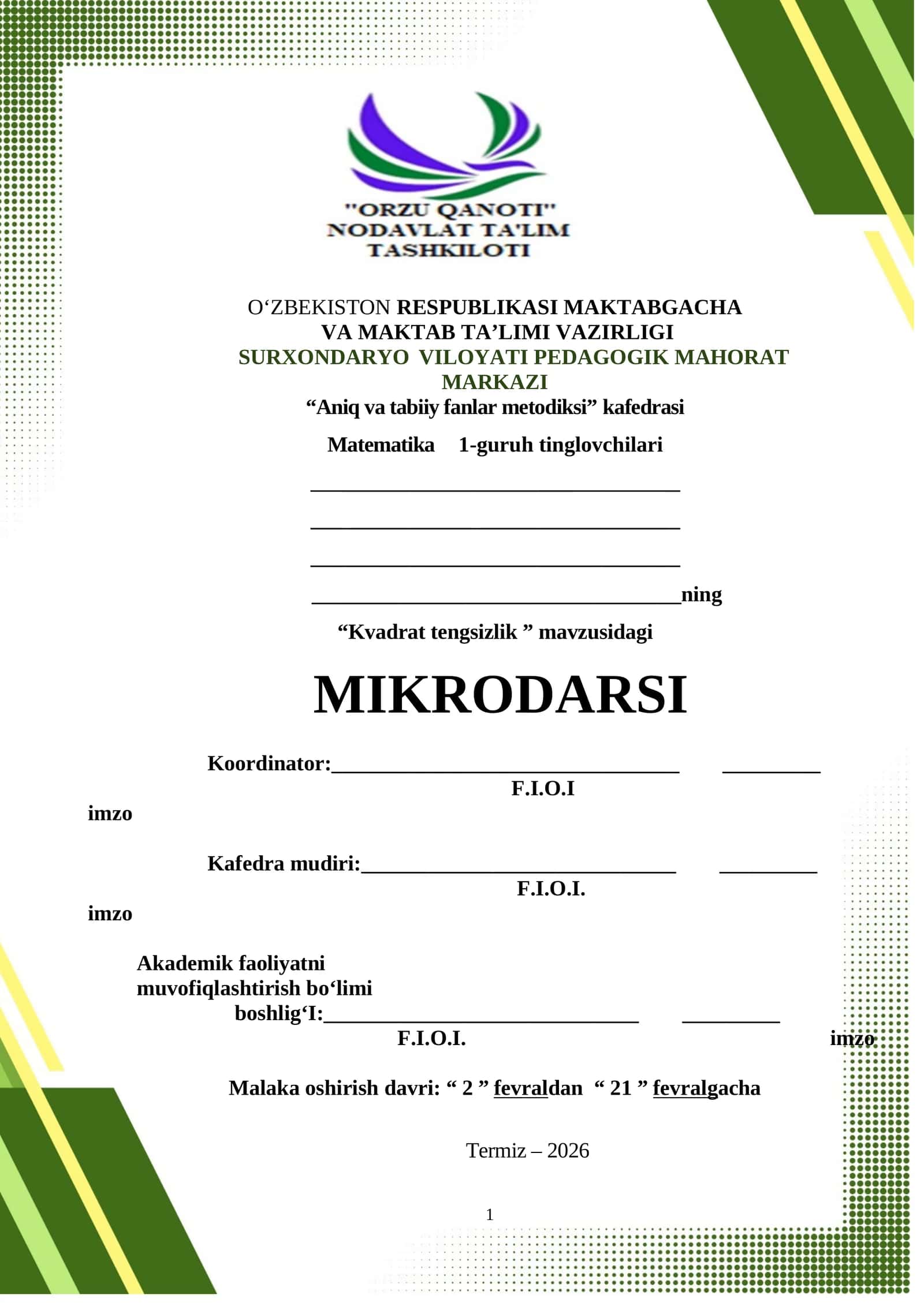 Kvadrat tengsizlik 1