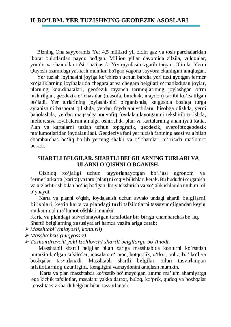Yer Tuzishning Geodezik Asoslari 1