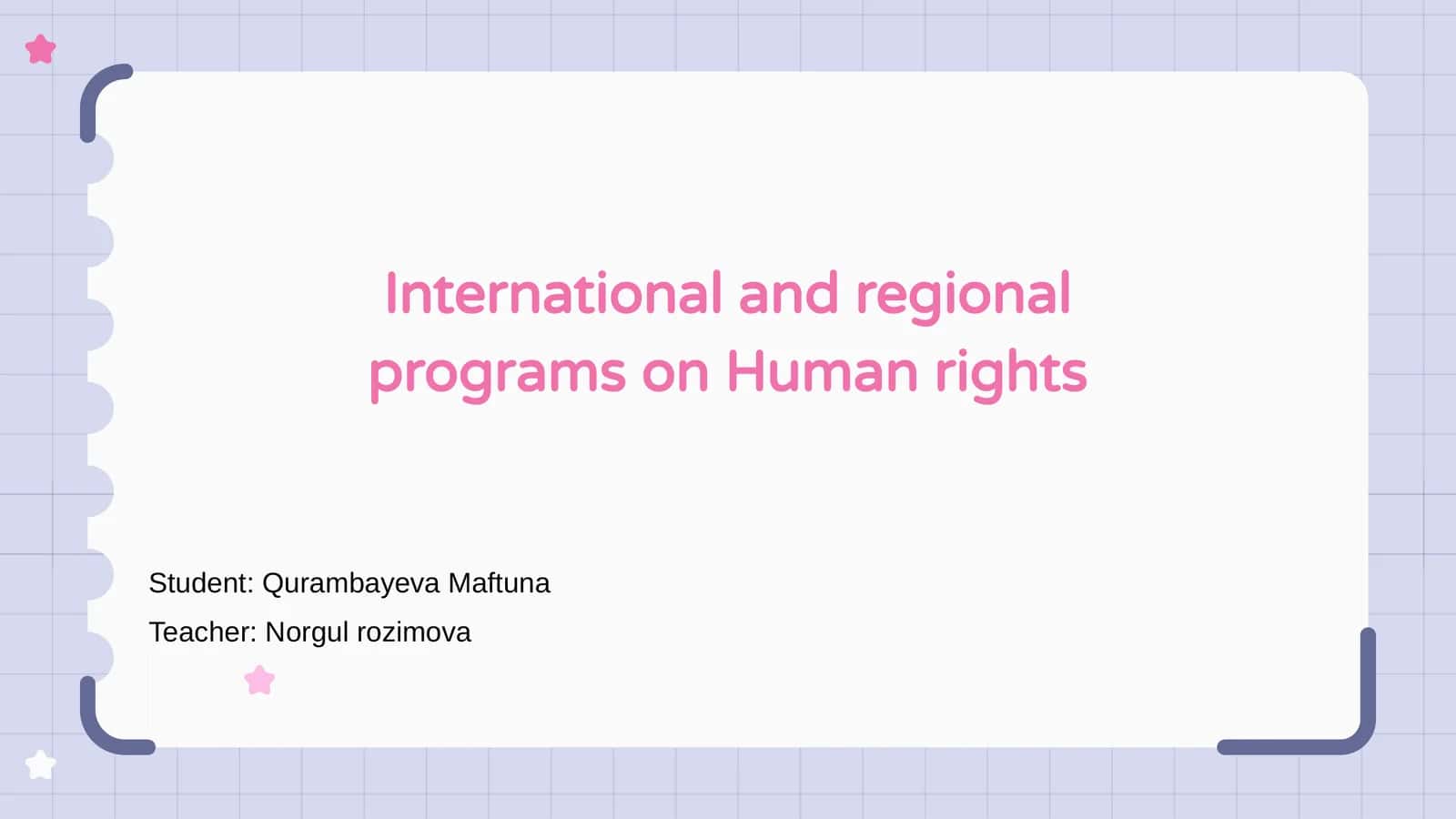 International and regional programs on Human rights 1