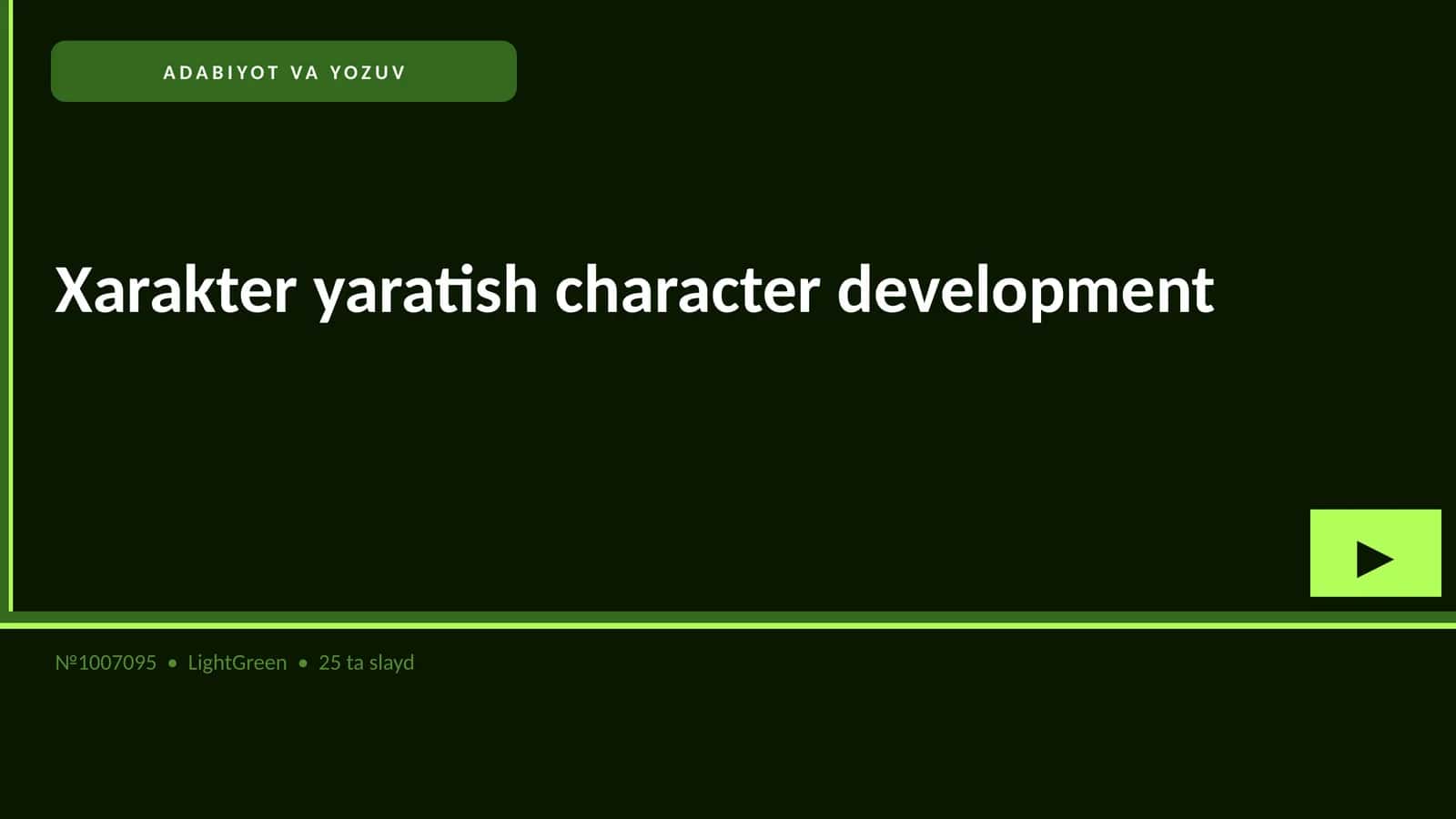 Xarakter yaratish character development 1