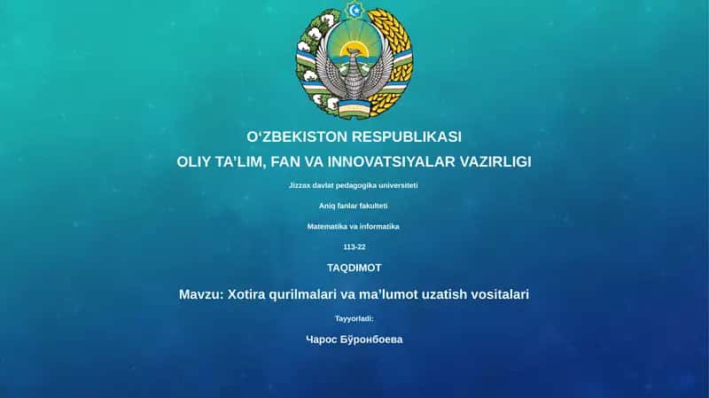 Xotira qurilmalari va ma’lumot uzatish vositalari 1