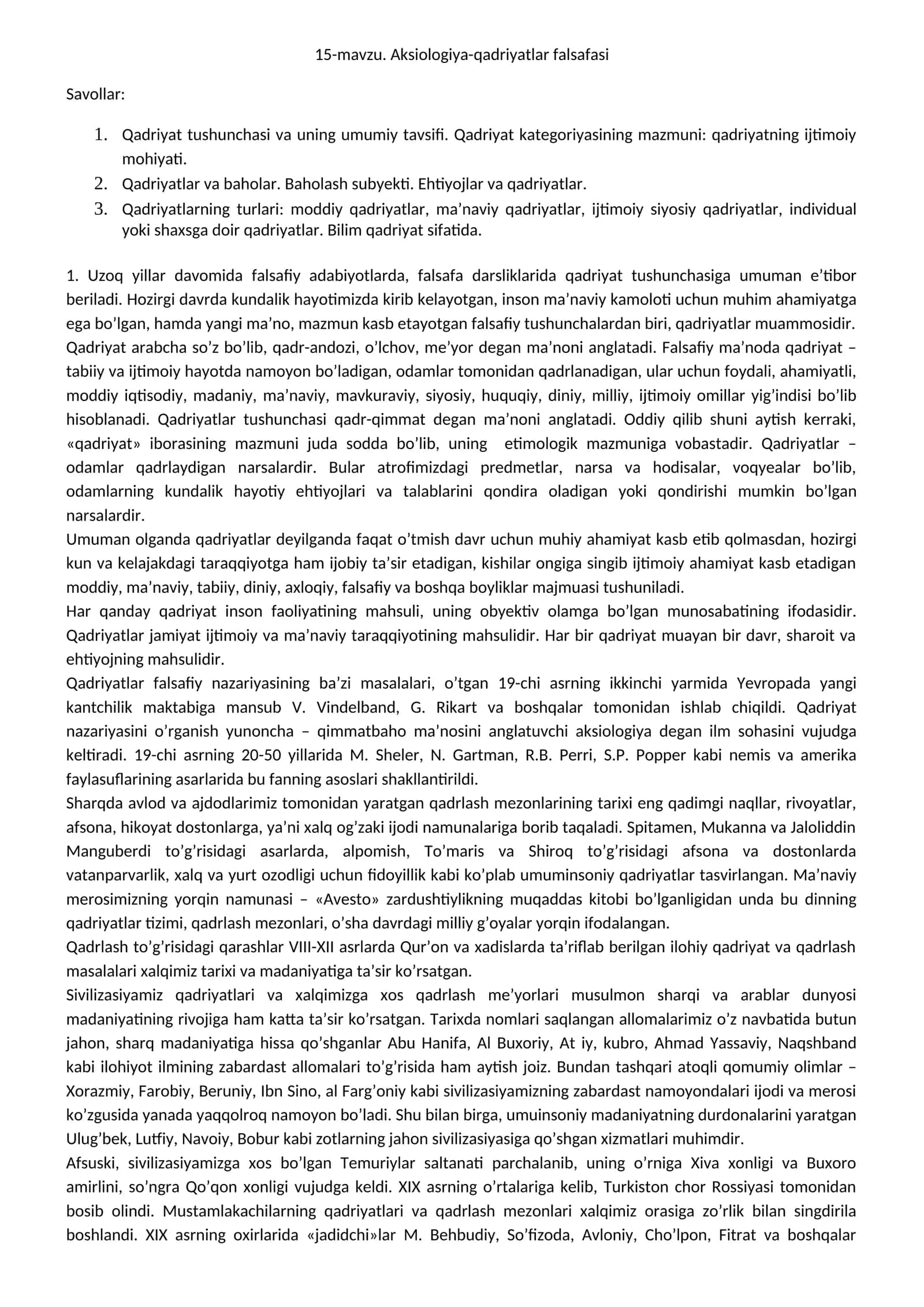 Aksiologiya-qadriyatlar falsafasi 1