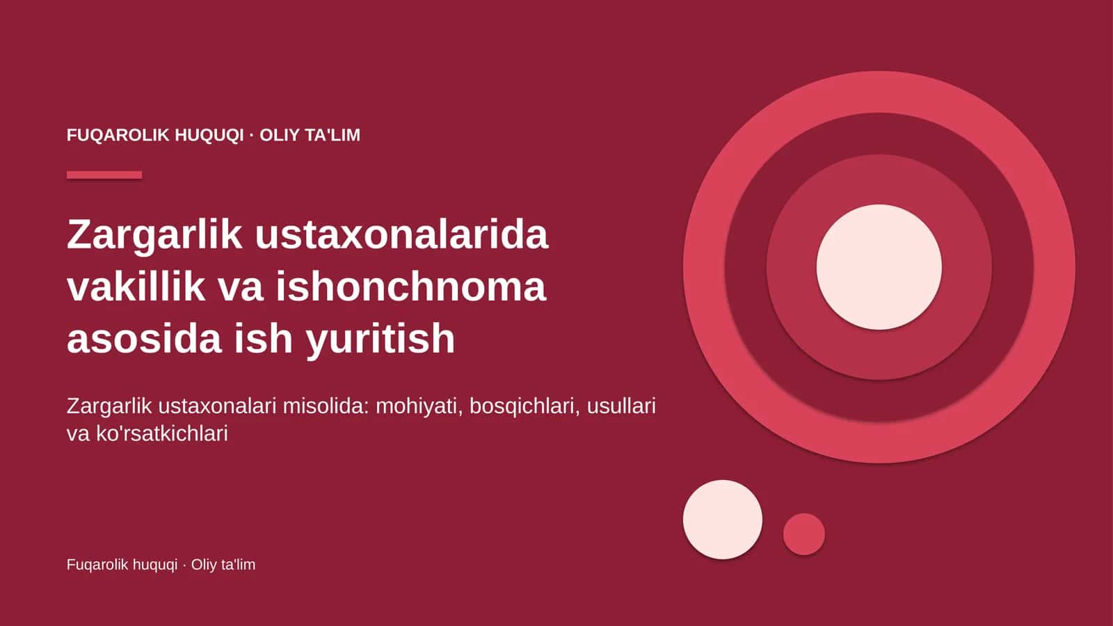 Zargarlik ustaxonalarida vakillik va ishonchnoma asosida ish yuritish 1
