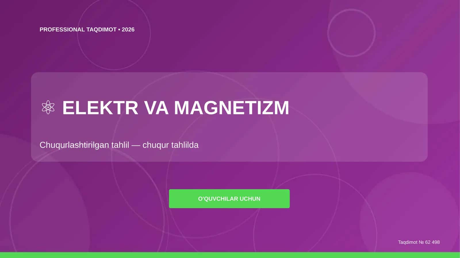 ELEKTR VA MAGNETIZM Chuqurlashtirilgan tahlil 1