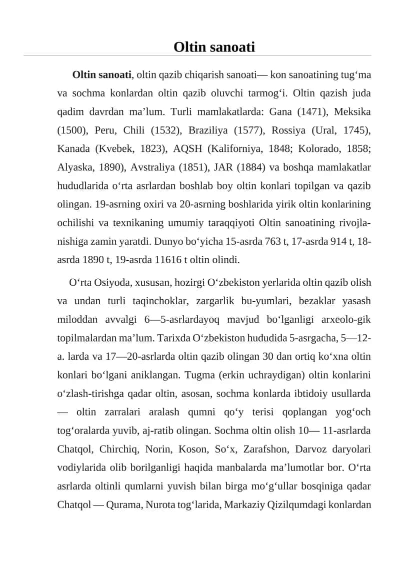 Oltin sanoati 1