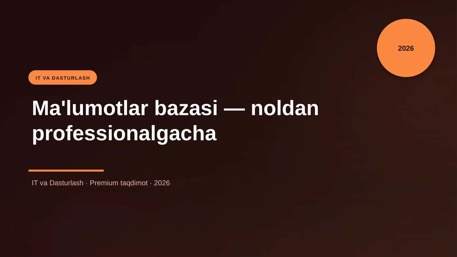 Ma'lumotlar bazasi — noldan professionalgacha 1