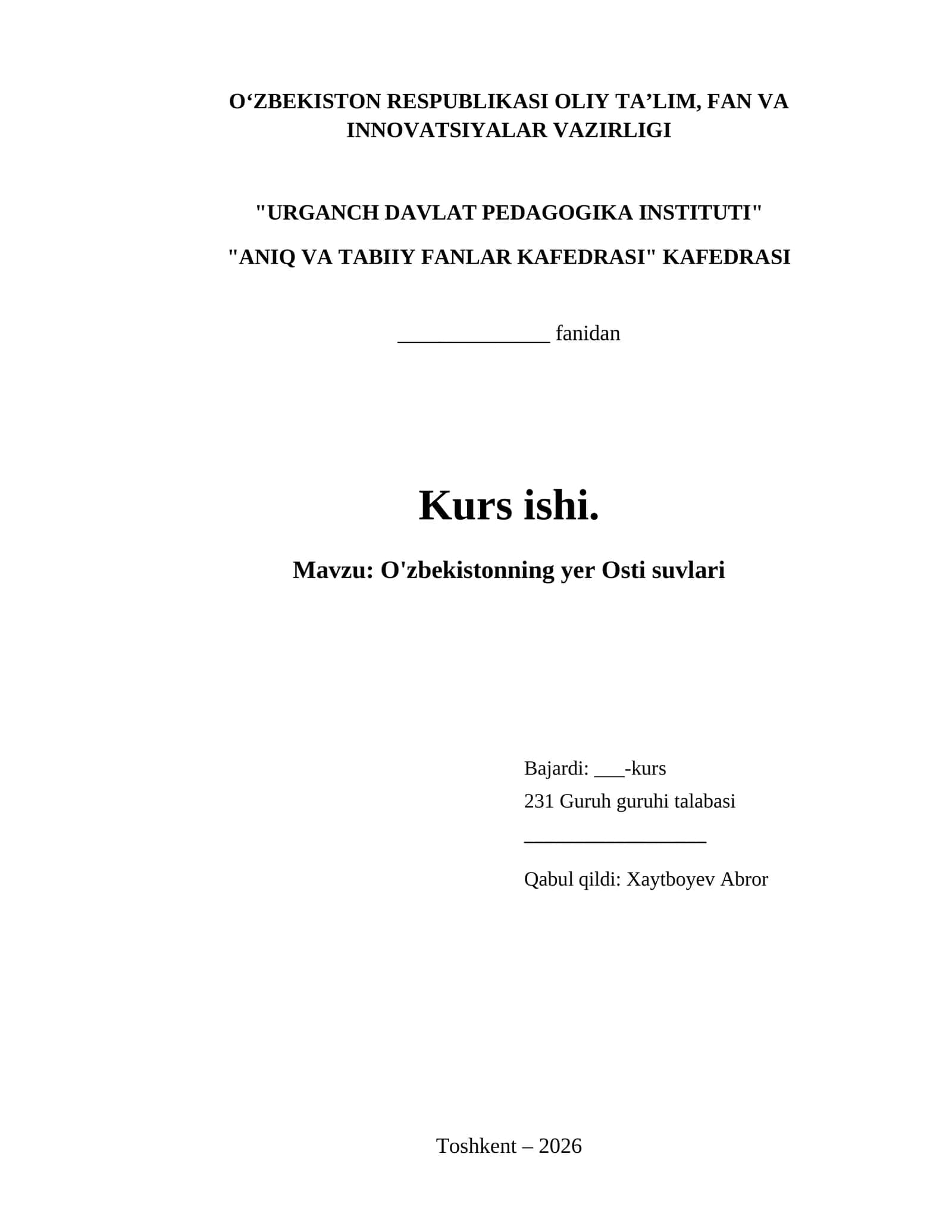 O'zbekistonning yer Osti suvlari 1