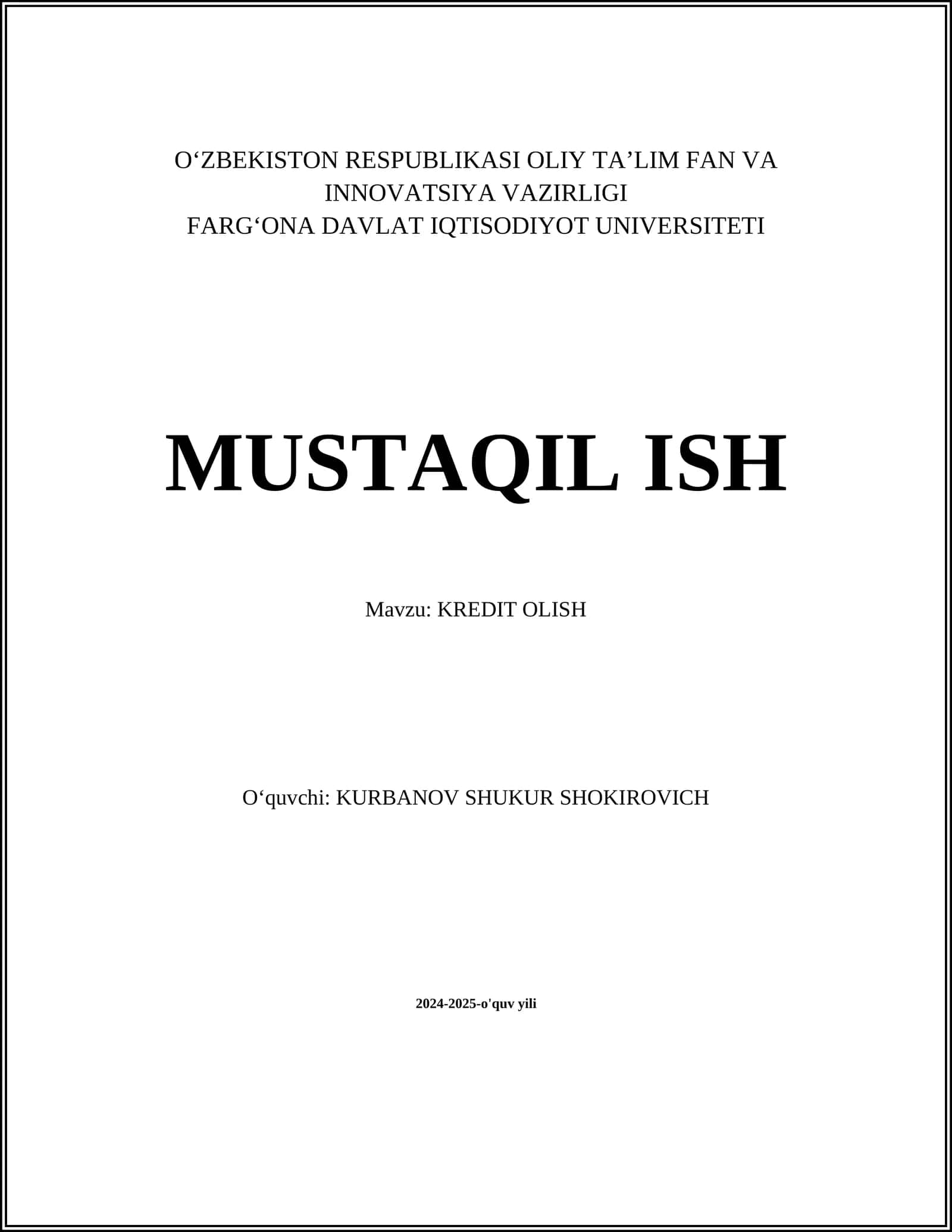KREDIT OLISH 1