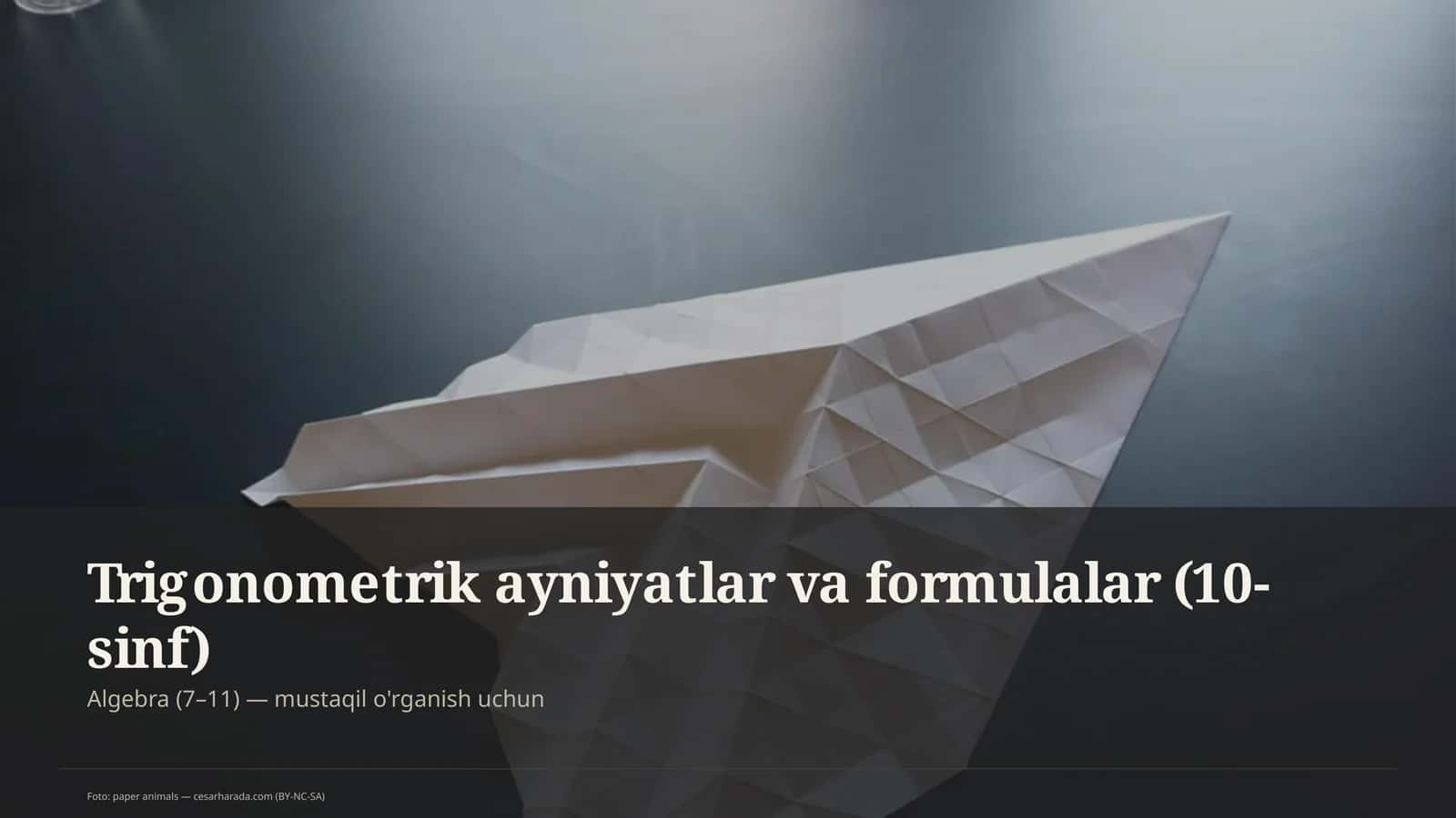 Trigonometrik ayniyatlar va formulalar (10-sinf) 1