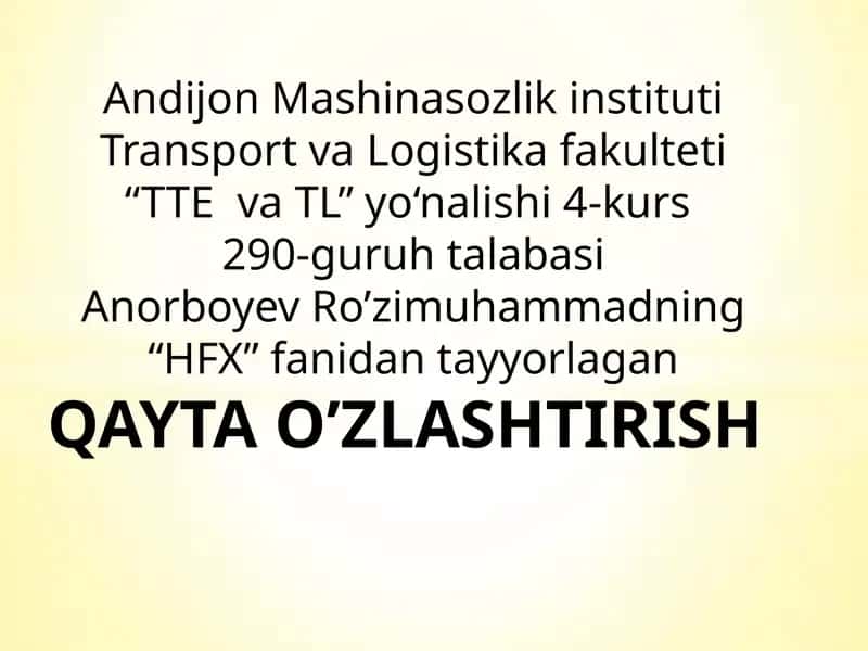 QAYTA O’ZLASHTIRISH 1