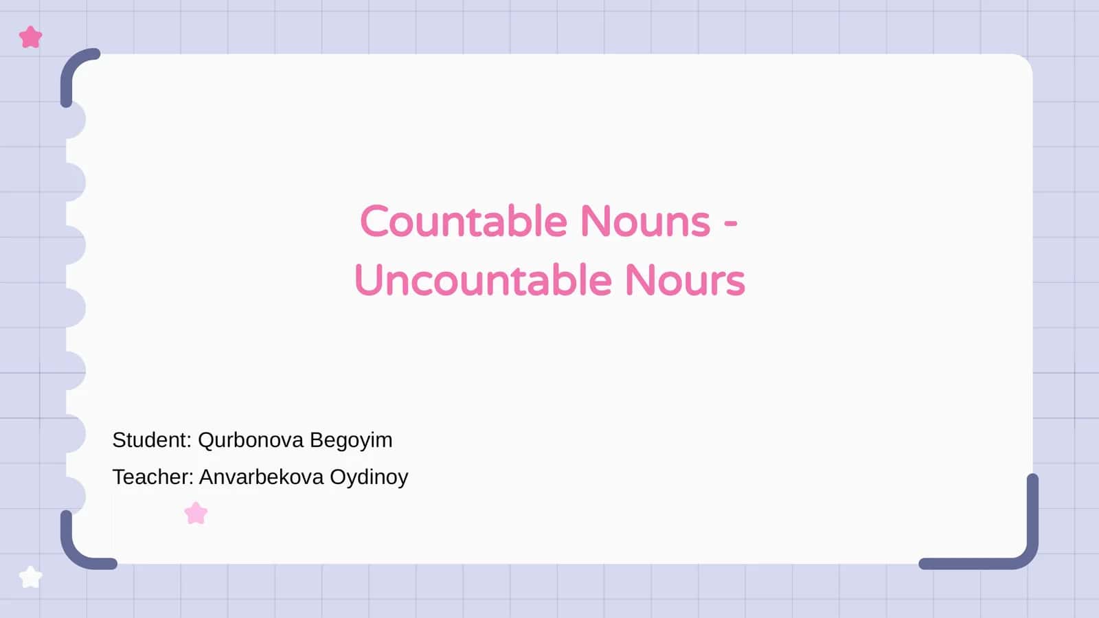 Countable Nouns - Uncountable Nouns 1