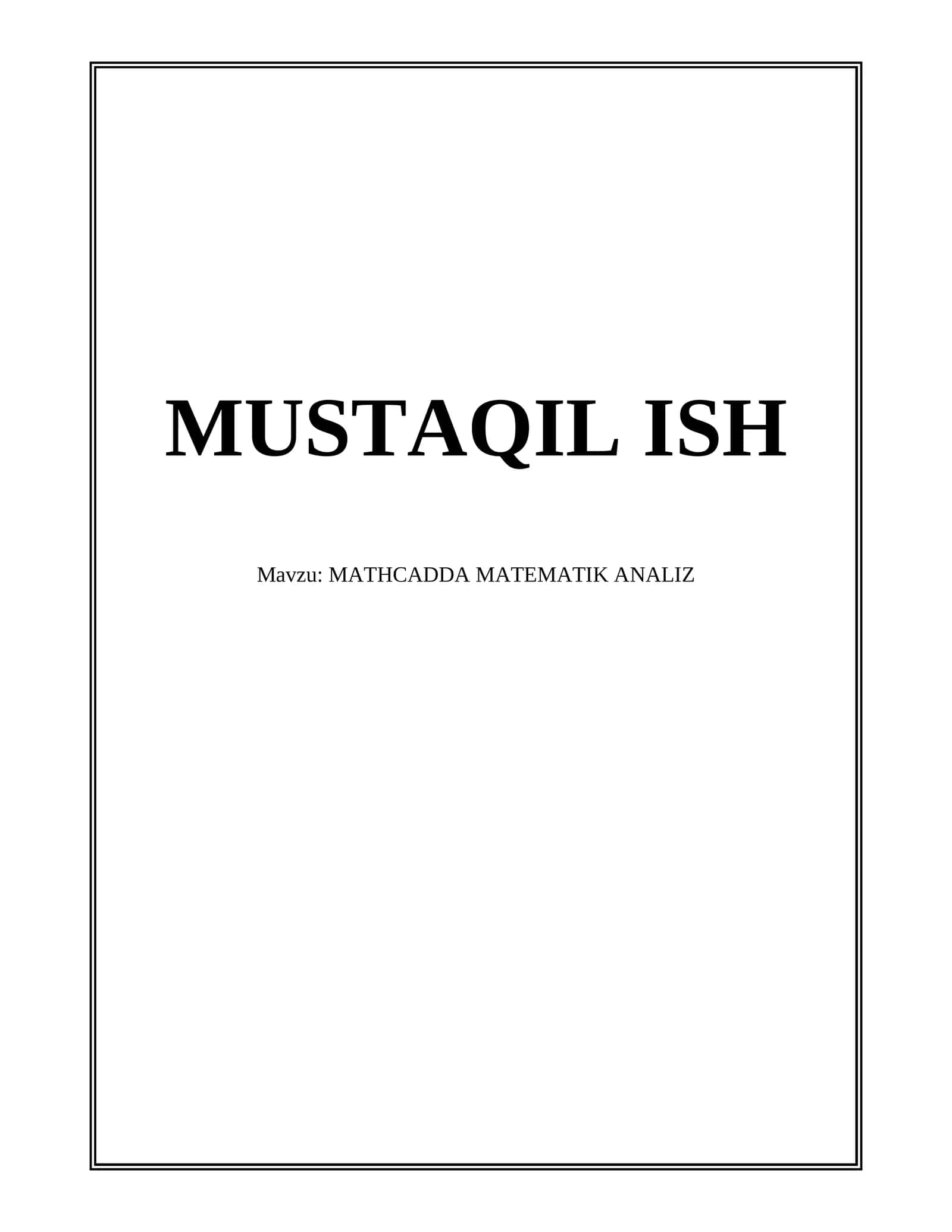 MATHCADDA MATEMATIK ANALIZ 1