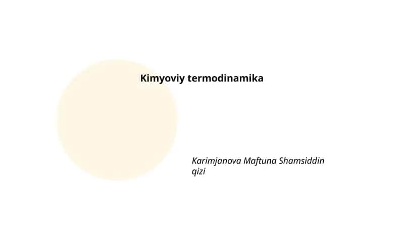 Kimyoviy termodinamika 1