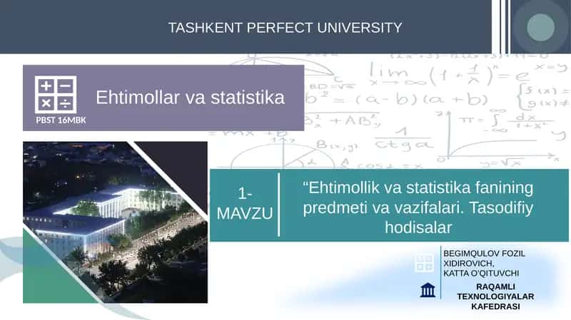 Ehtimollarvastatistika 1