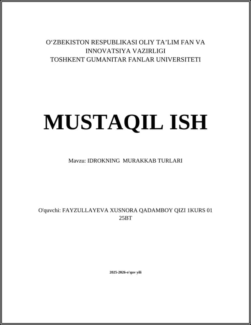 IDROKNING MURAKKAB TURLARI 1