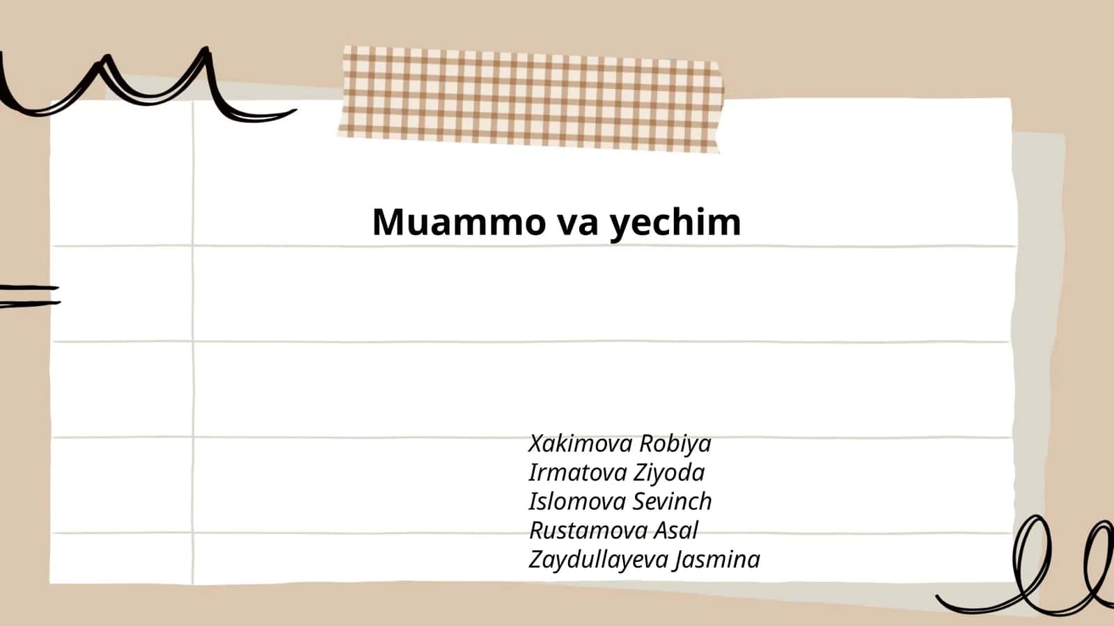 Muammo va yechim 1