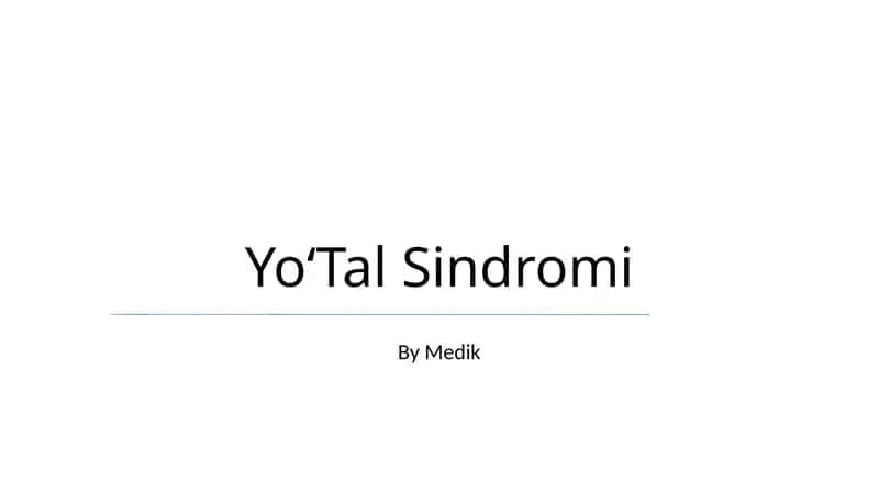 YoʻTal Sindromi 1