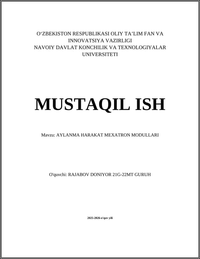 AYLANMA HARAKAT MEXATRON MODULLARI 1
