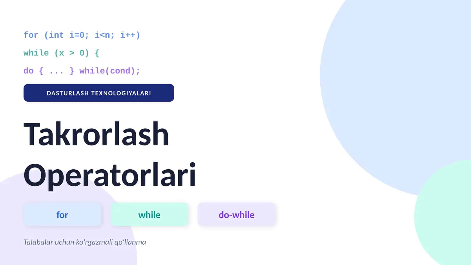 Takrorlash Operatorlari 1