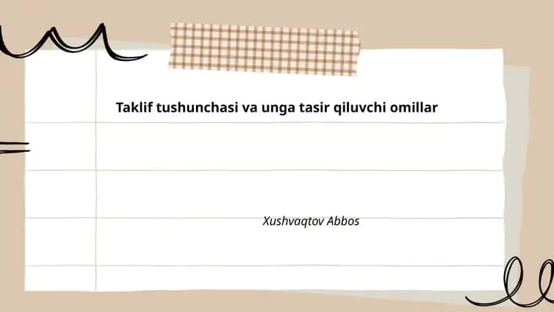 Taklif tushunchasi va unga tasir qiluvchi omillar 1