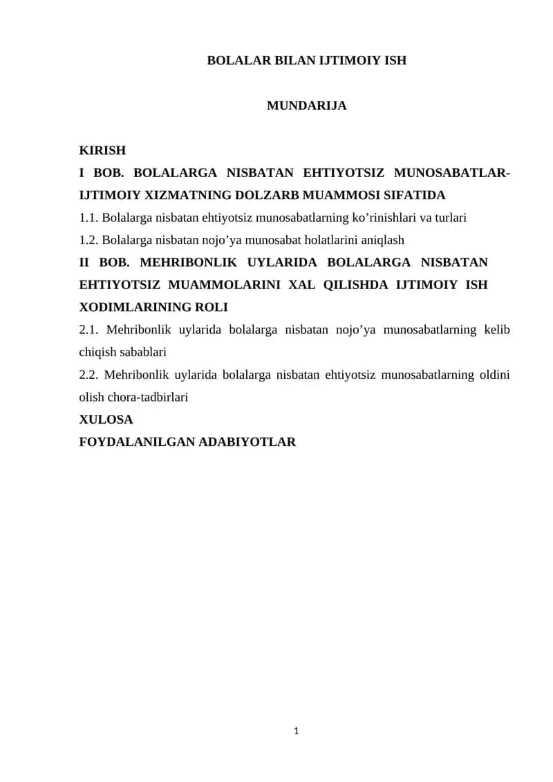 Mehribonlik Uylarida Bolalarga Nisbatan Ehtiyotsiz Muamolarni Xal Qilishda Ijtimoiy Ish Xodimlarining Roli 1