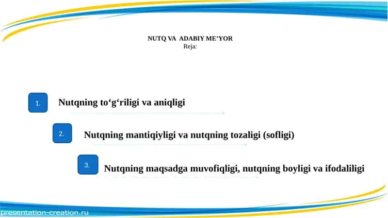 NUTQ VAADABIY ME’YORReja 1