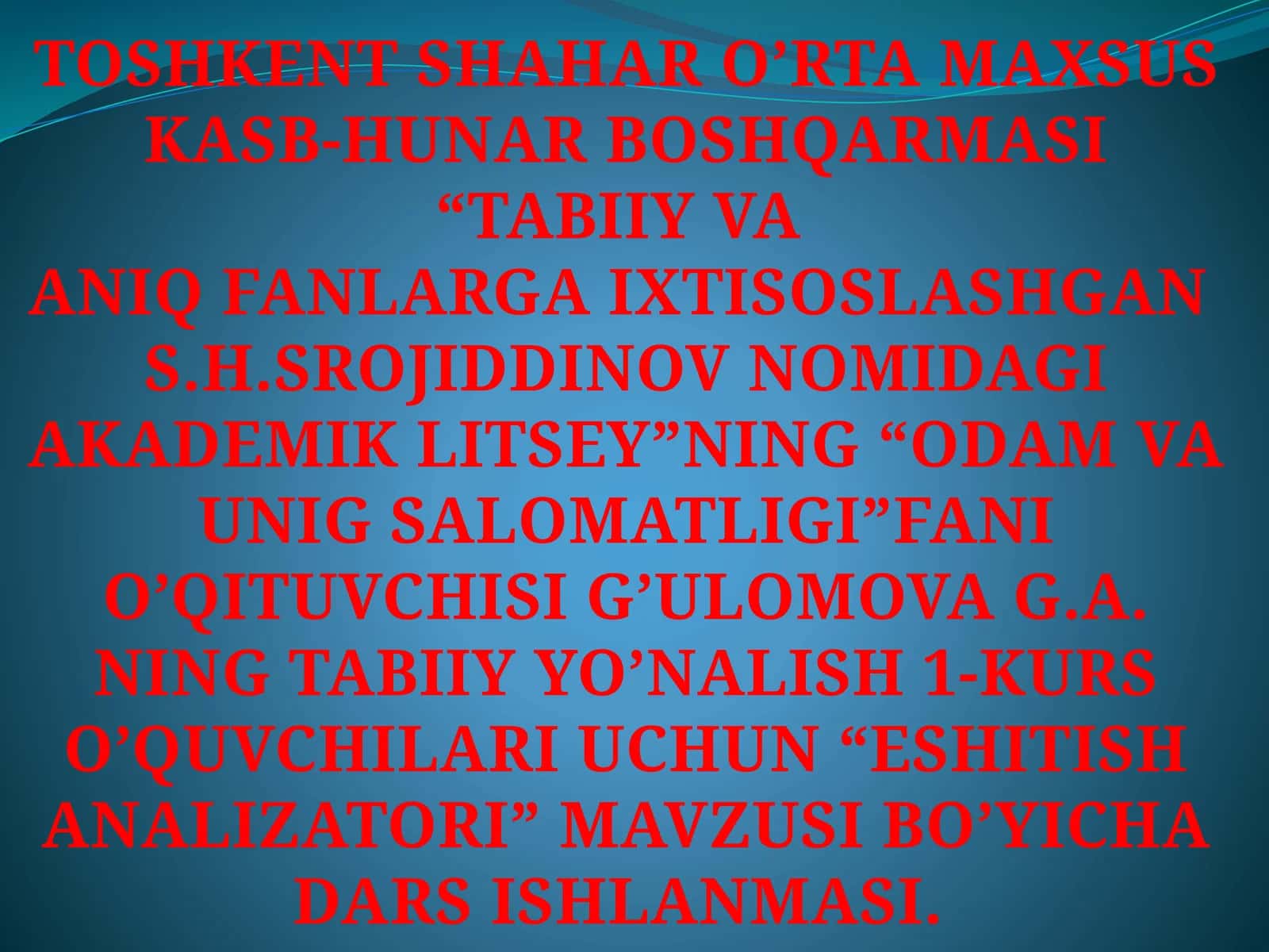 Eshitish analizatori mavzusi 1