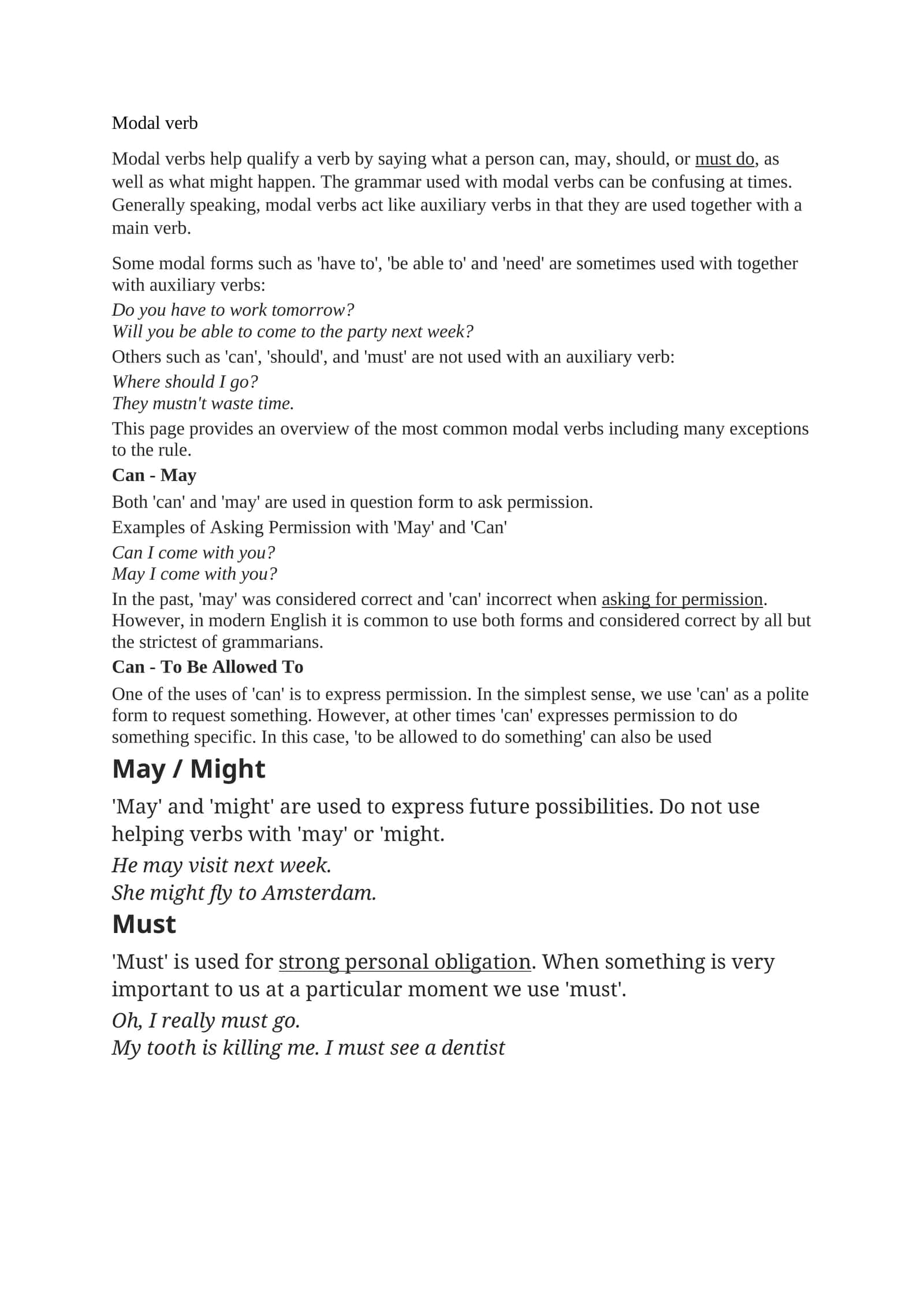 Modal verb 1