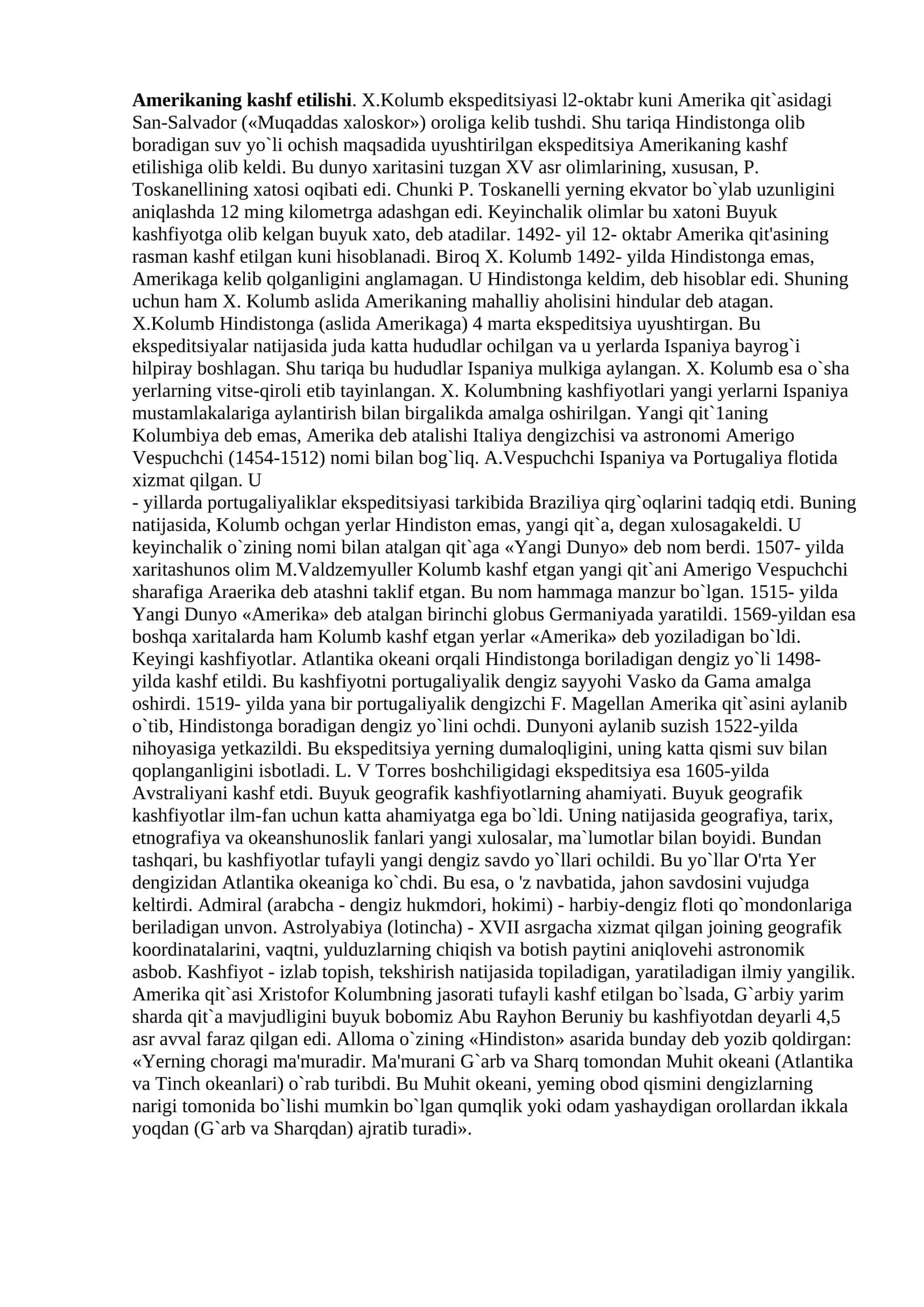 Amerikaning kashf etilishi 1