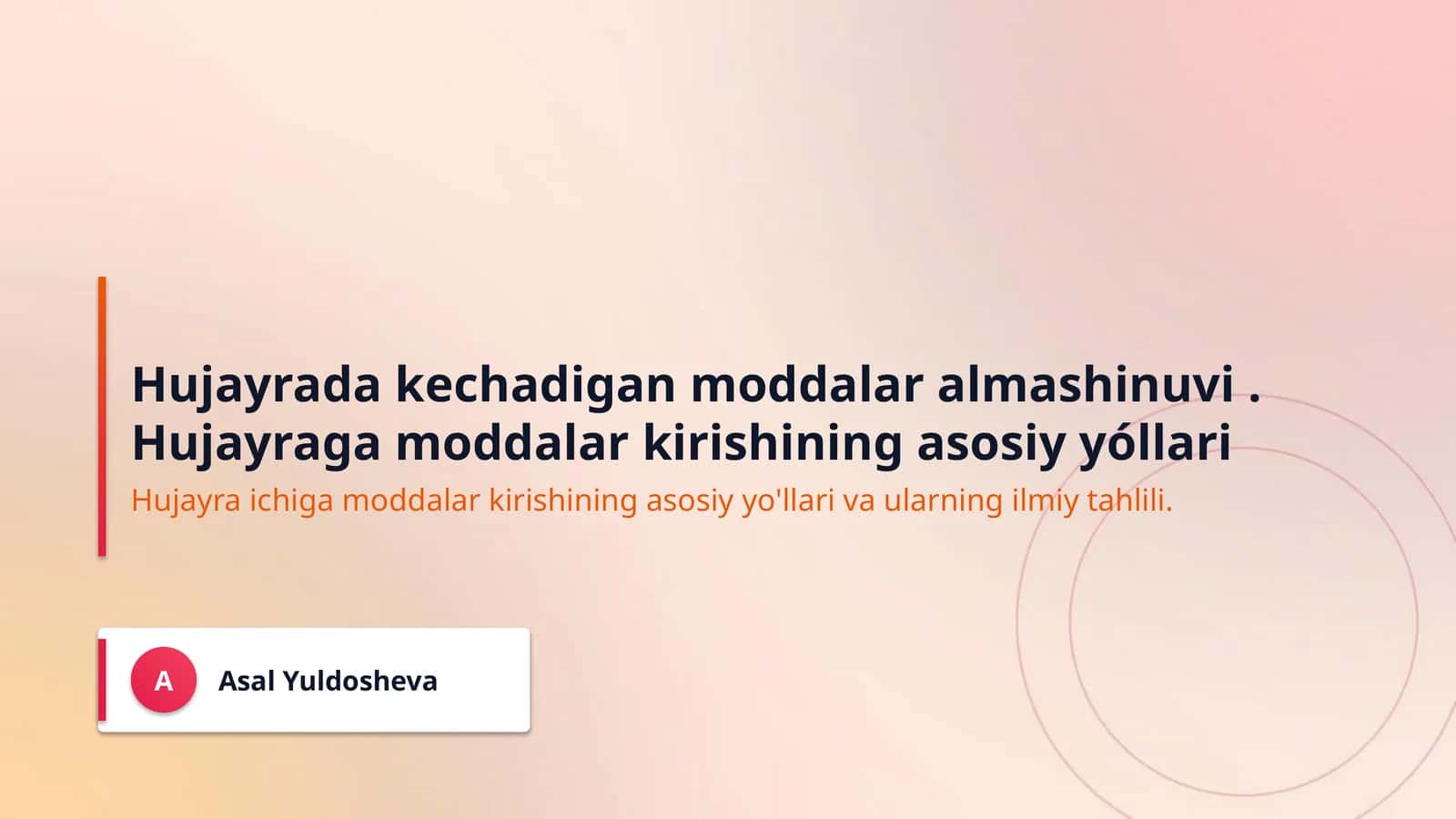 Hujayrada kechadigan moddalar almashinuvi . 1