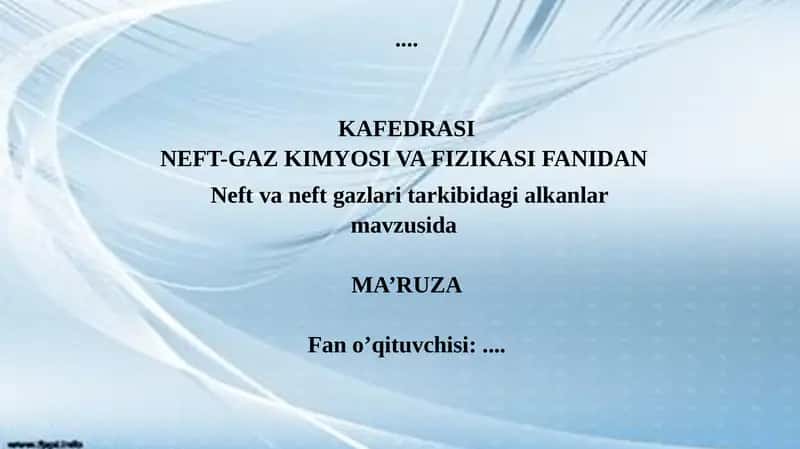 Neft va neft gazlaridagi Alkanlar 1