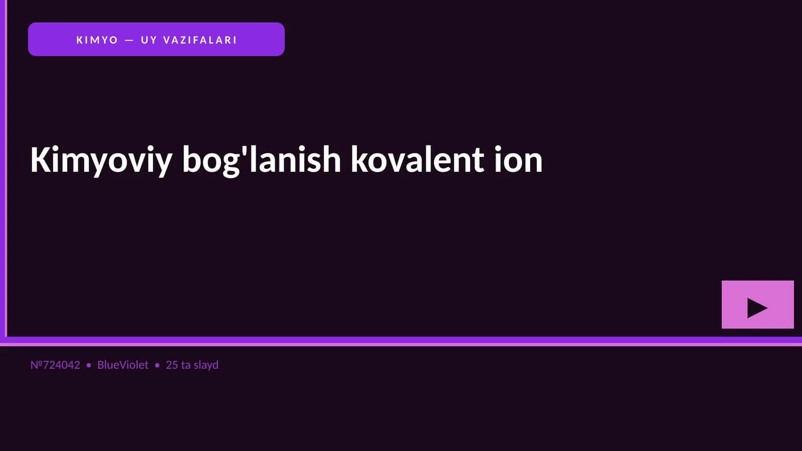 KIMYO — UY VAZIFALARI 1